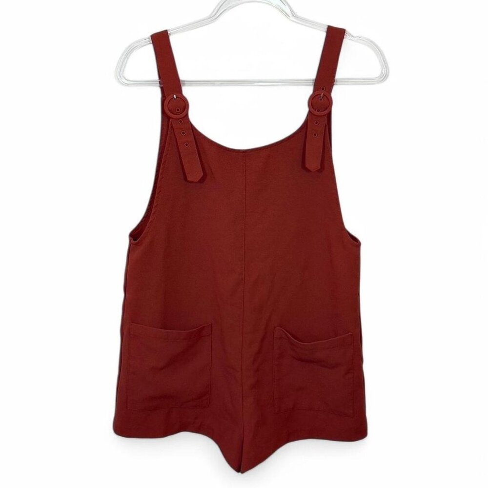 Forever 21 Rust Mini Overall Romper‎ With Pockets And Buckles